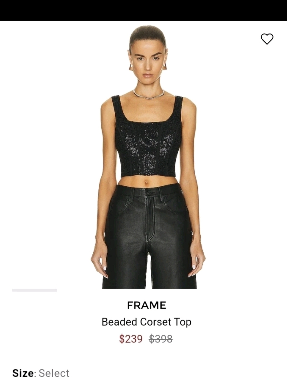 Frame Denim Black Beaded Crop Top